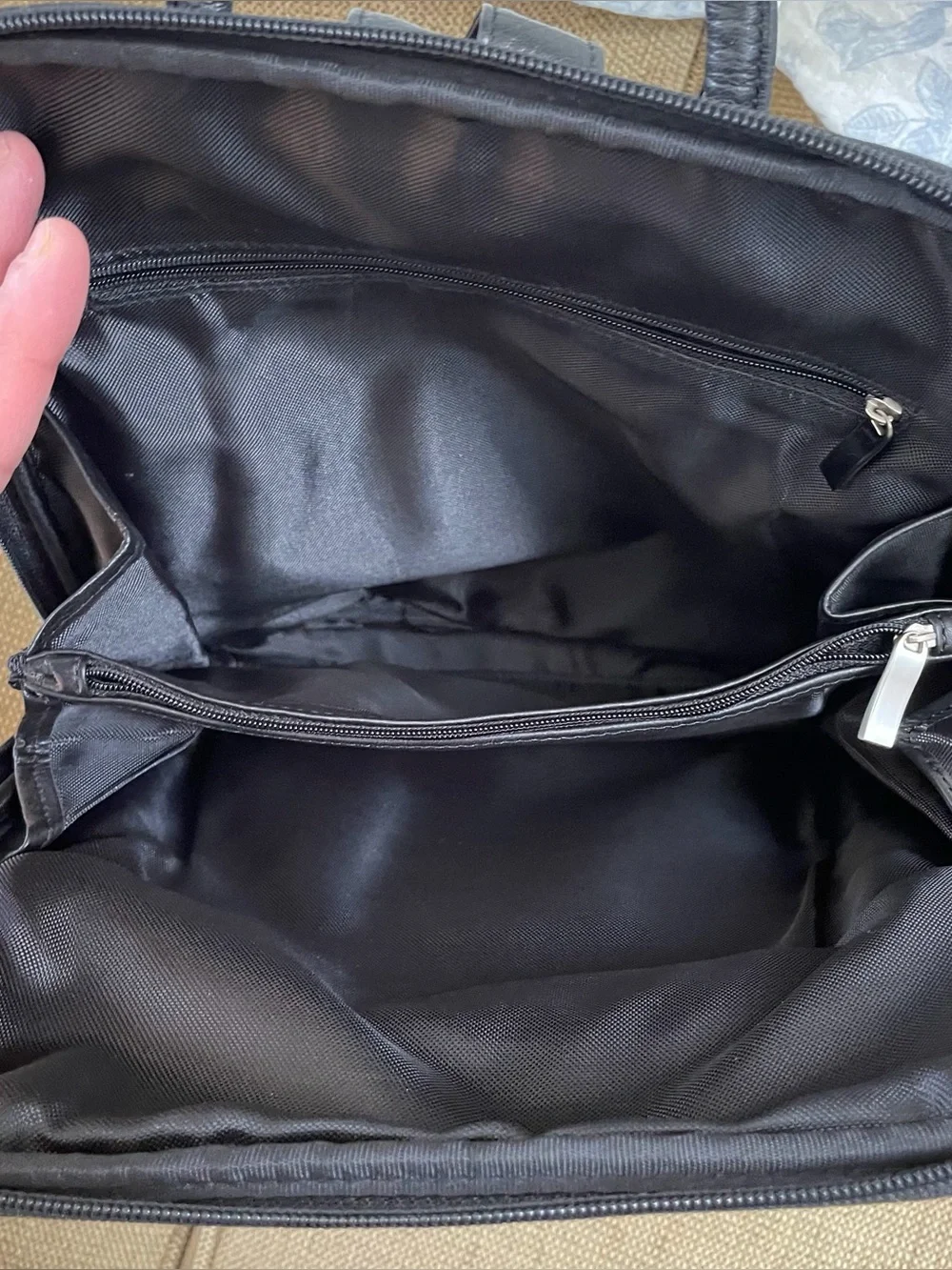 Vintage Black pebbled leather backpack purse